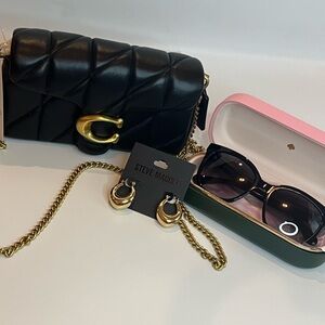 Coach tabby wristlet Crossbody bundled with Steve Madden earrings and Kate spade
